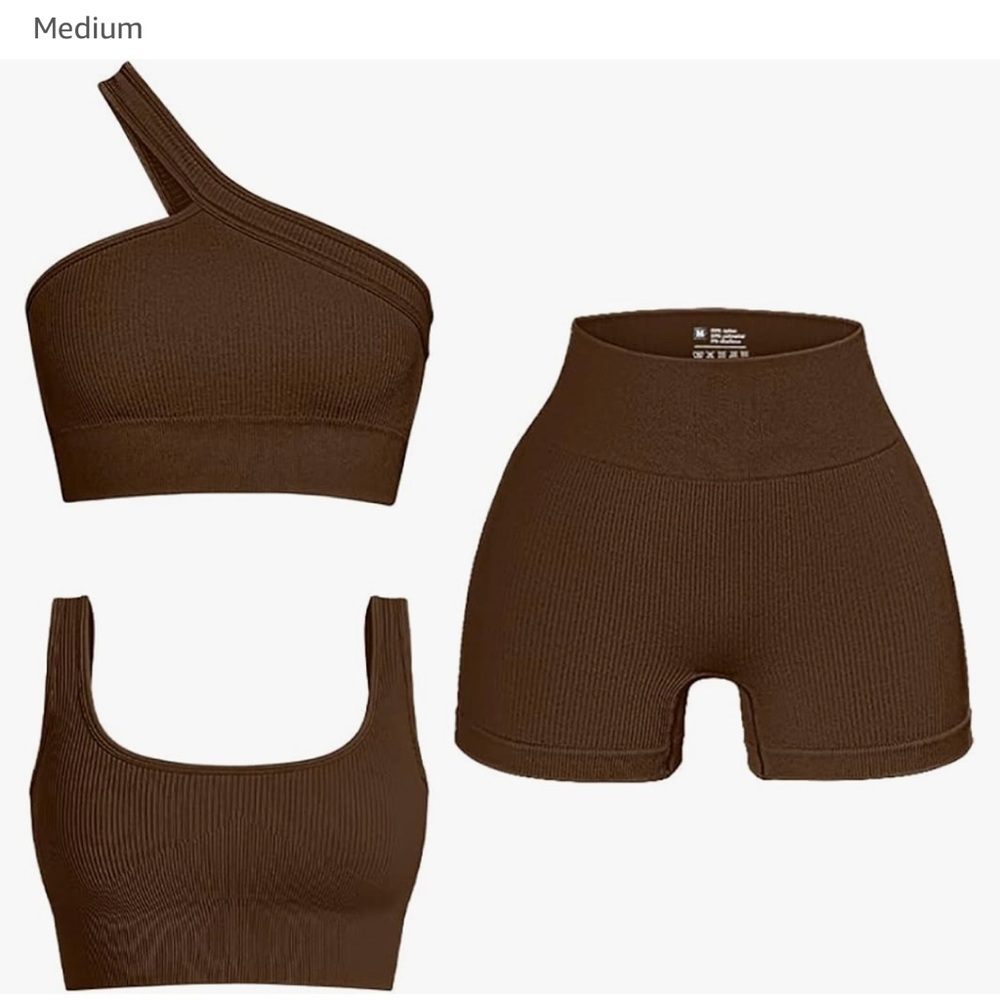 Brown Ribbed Two-Piece Set